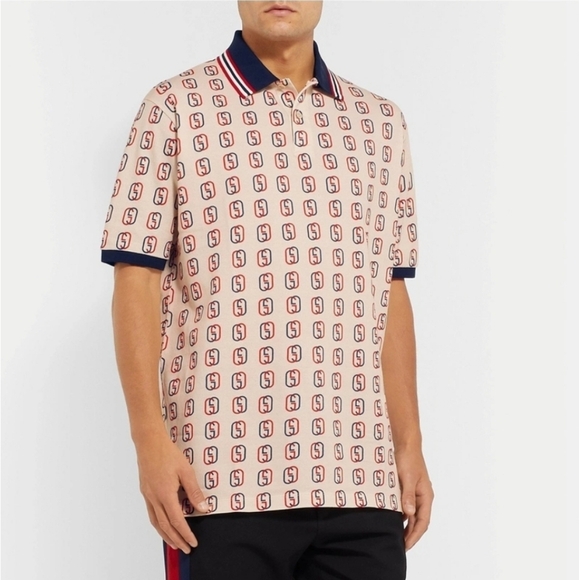 Gucci Logo Print Cotton Pique Polo Shirt - Picture 2 of 8